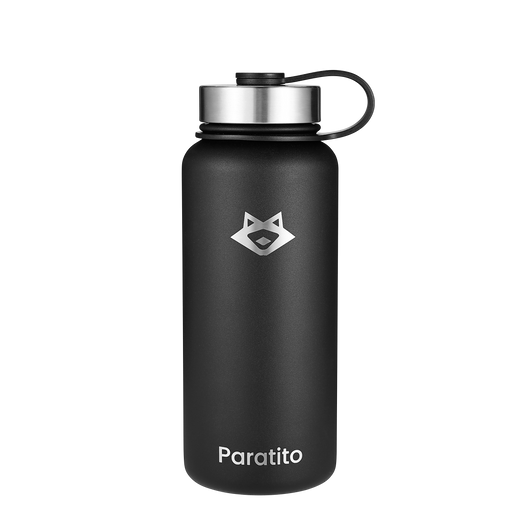 PARATITO Edelstahl Thermosflasche in Schwarz, 1000ml