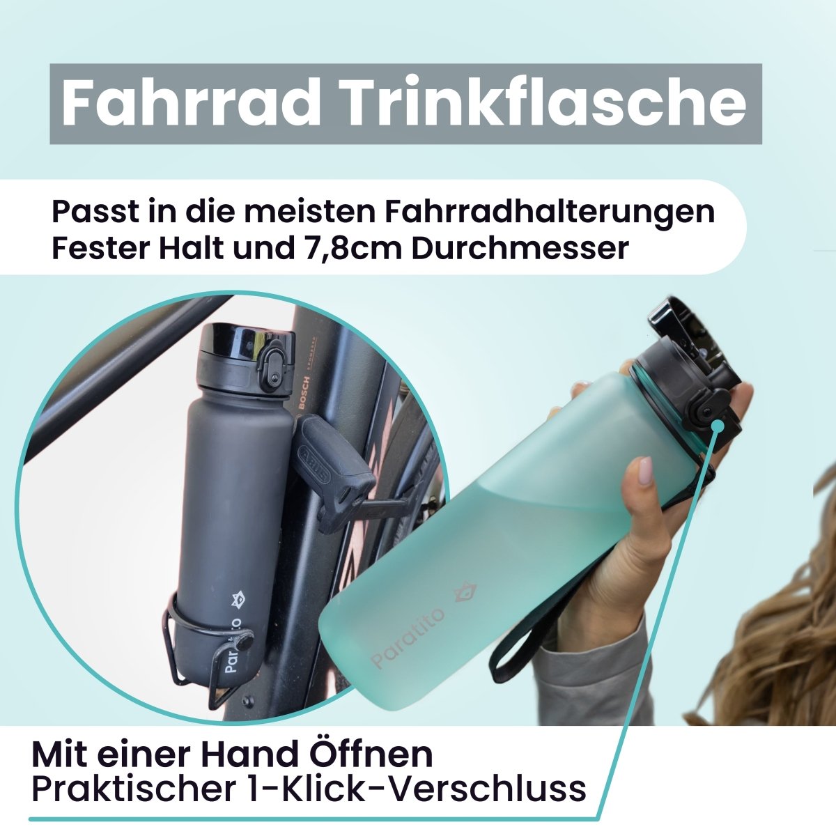 PARATITO Fox Bottle, BPA-freie Trinkflasche aus Tritan mit Fruchtsieb - Paratito