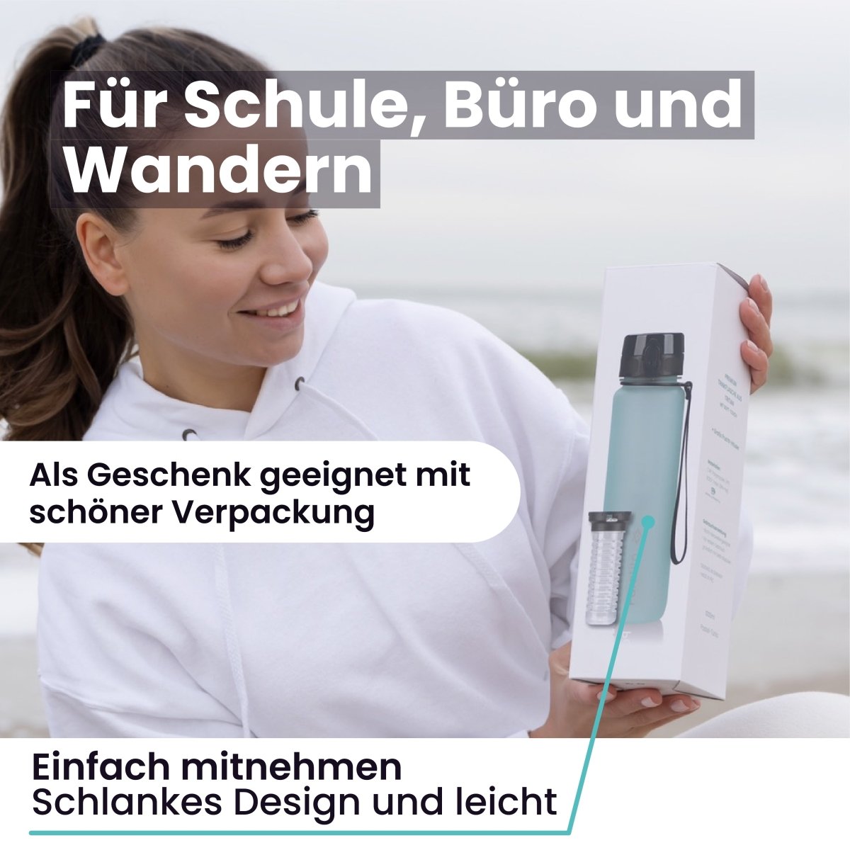 PARATITO Fox Bottle, BPA-freie Trinkflasche aus Tritan mit Fruchtsieb - Paratito
