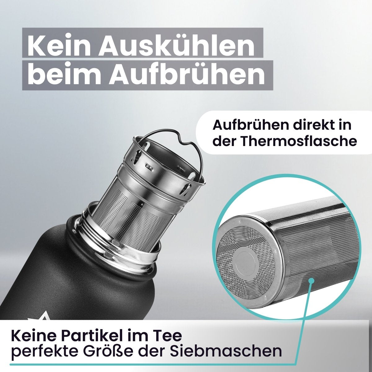 PARATITO Thermosflasche mit Sportverschluss und Sieb, auslaufsicher - Paratito