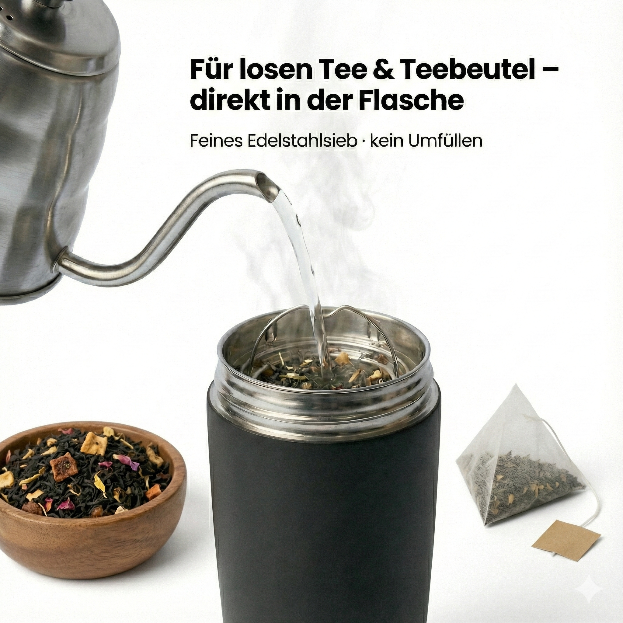 Teeflasche mit Brühstopp Timer / Brewstopper