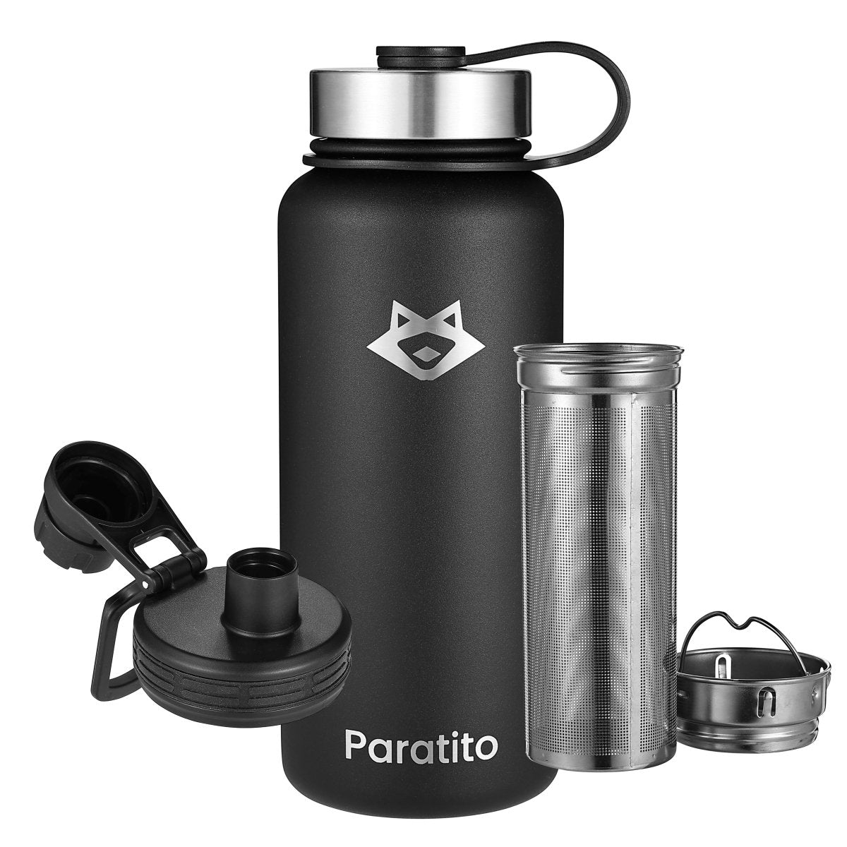 PARATITO Thermosflasche mit Sportverschluss und Sieb, auslaufsicher - Paratito
