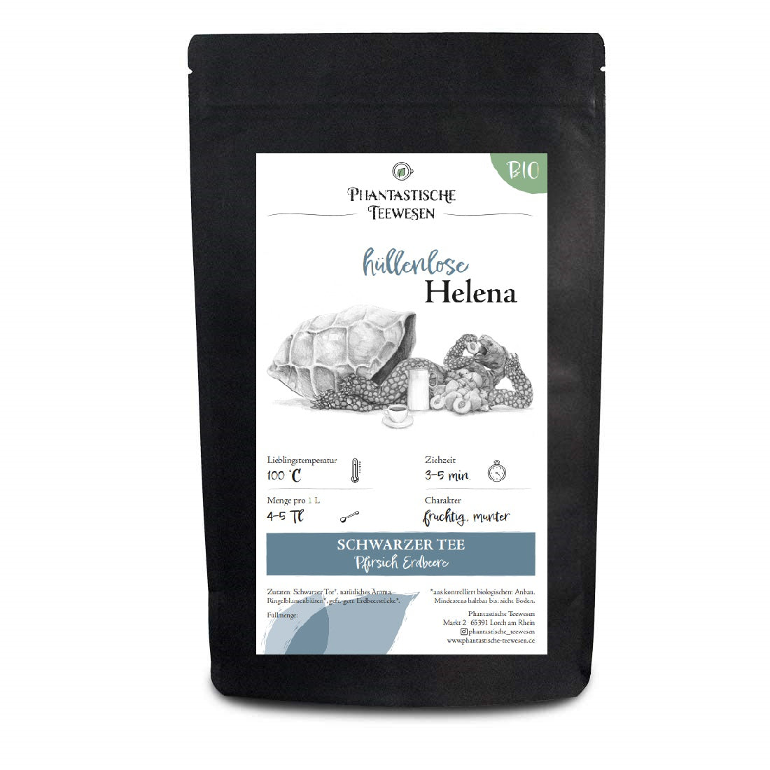 Hüllenlose Helena - Schwarztee Pfirsich-Erdbeer