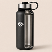 Schnittdarstellung der PARATITO Thermosflasche mit Fruchteinsatz-Bundle und doppelwandiger Edelstahl-Vakuumisolierung