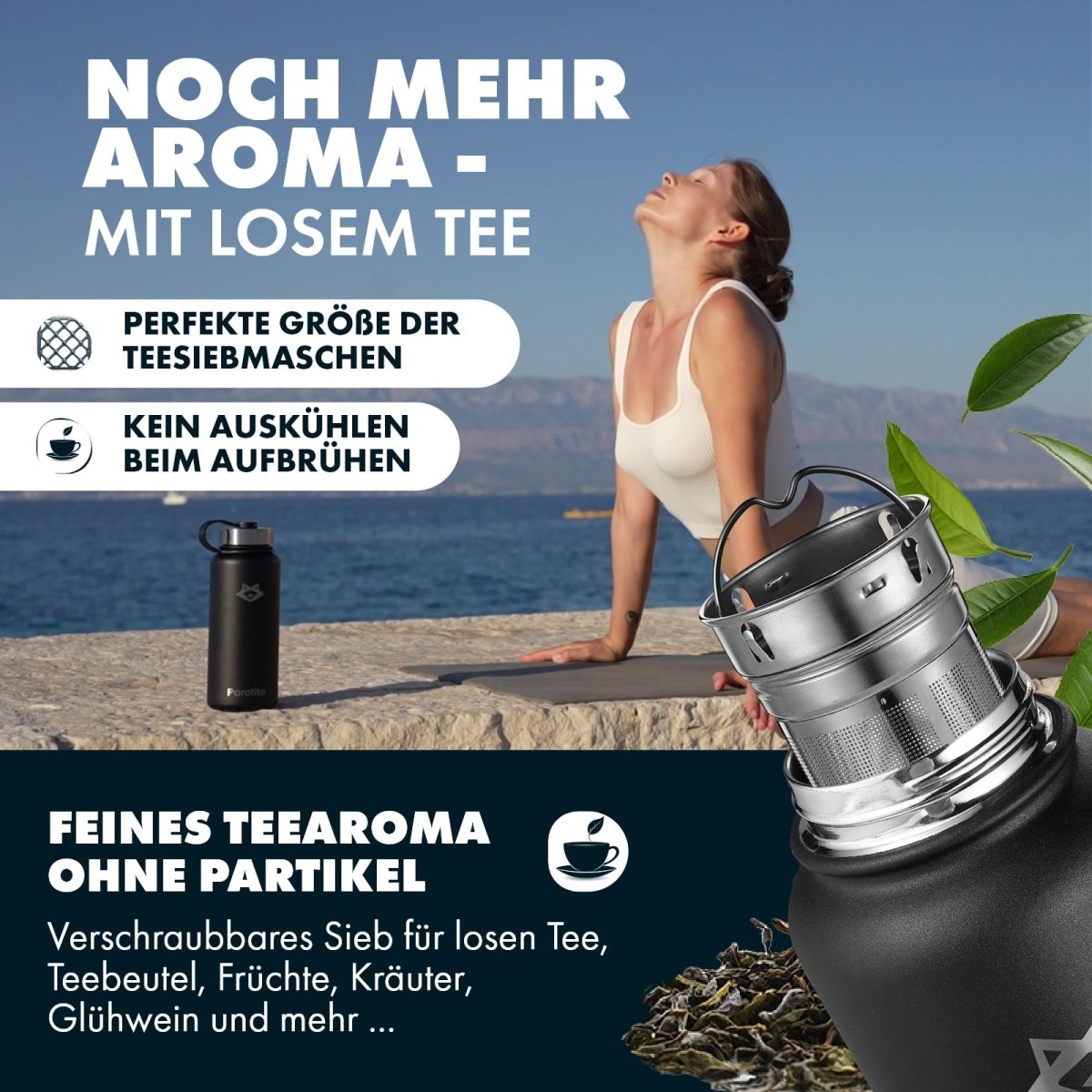 PARATITO Thermosflaschen-Geschenkset mit Teesieb und Zubehör