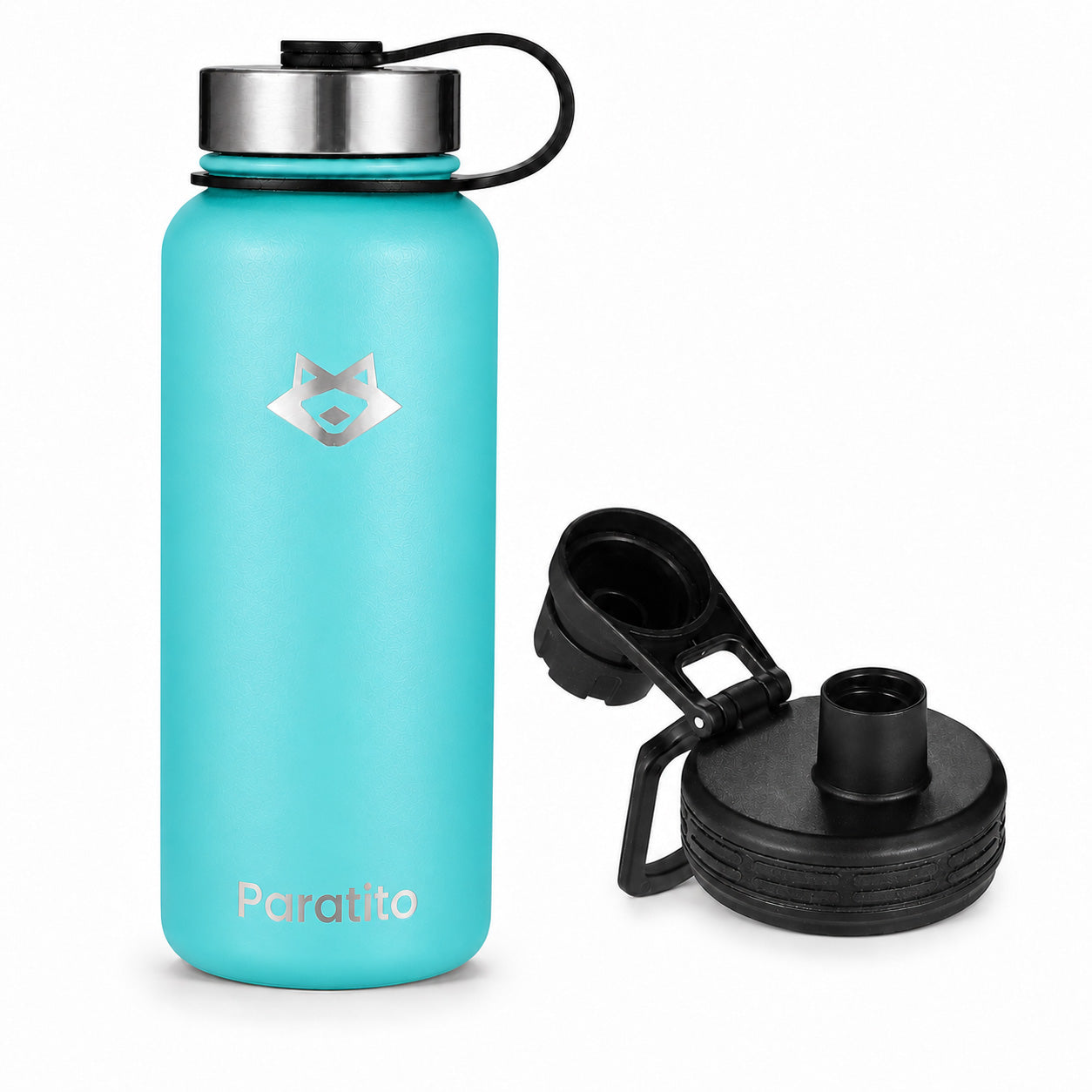 PARATITO Edelstahl-Sportflasche in Blau mit Sport-Drehverschluss