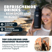 PARATITO Trinkflasche aus Edelstahl mit Sport-Drehverschluss