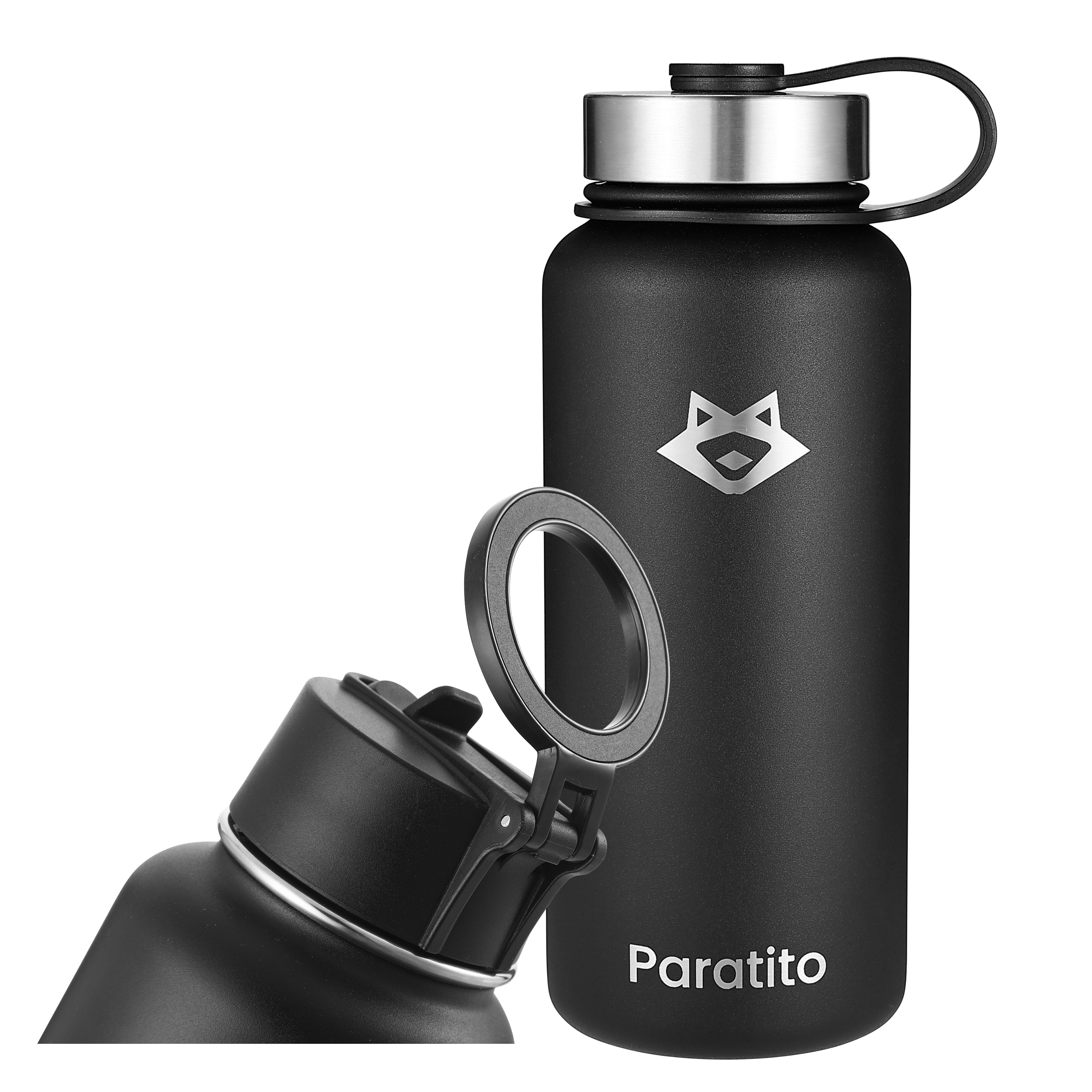 PARATITO Trinkflasche mit magnetischer Smartphone-Halterung als Handy-Ständer für unterwegs