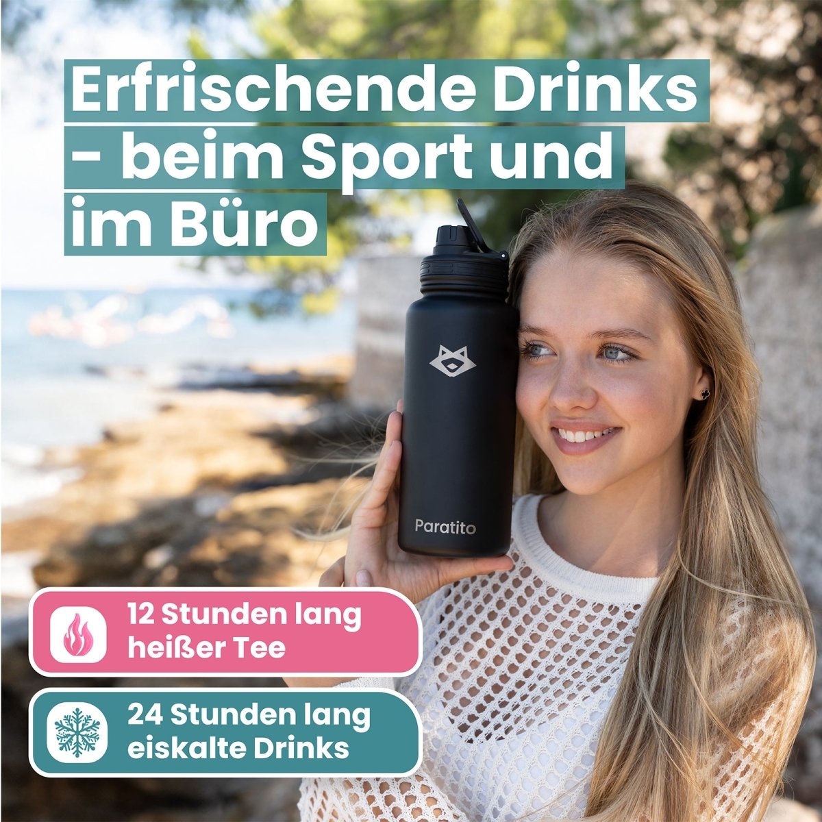 Thermosflasche mit Fruchteinsatz und Sportverschluss - Paratito