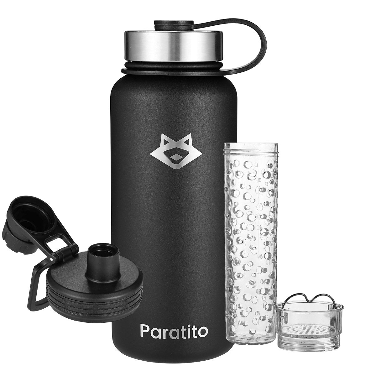 Paratito® Sommer Bundle | Isolierflasche mit Fruchtsieb und Sport-Drehverschluss - Paratito