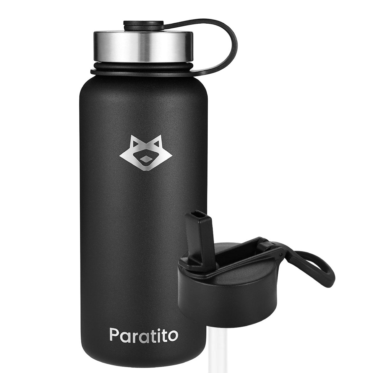 PARATITO Thermosflasche mit Strohhalm-Aufsatz, Trinken im Liegen - Paratito